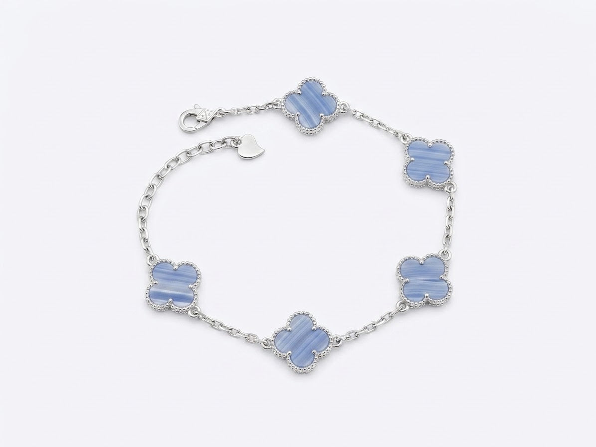 Pulsera tréboles azul cielo