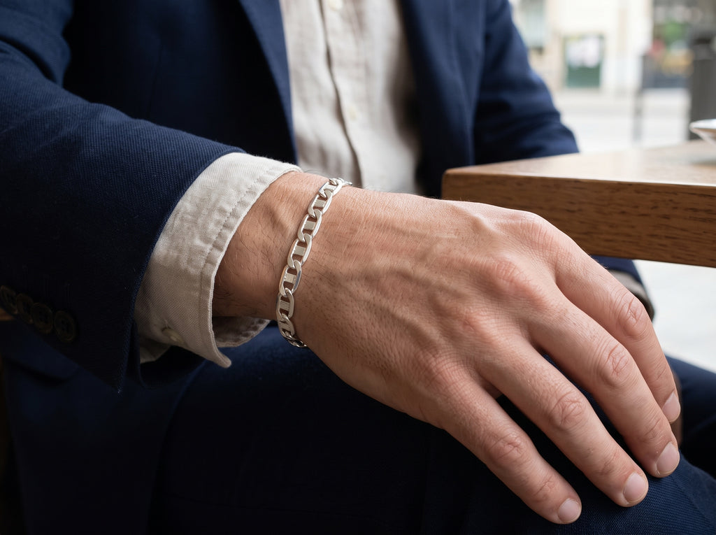 Pulsera Tejido Espejo Liso en Plata .925 - 20 cm (Grosor 4.1 mm / 0.41 cm) | Eslabón Mediano Unisex