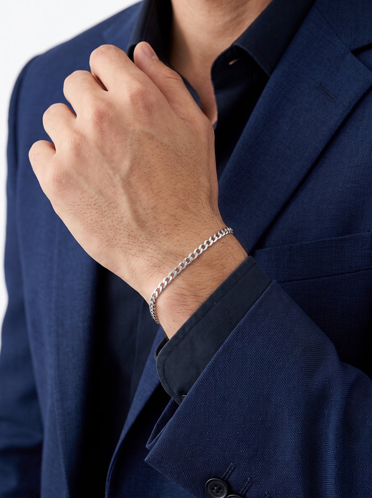 Pulsera Tejido Barbada Cubana en Plata .925 - 20 cm (Grosor 3.0 mm / 0.3 cm) | Eslabón Ligero Unisex