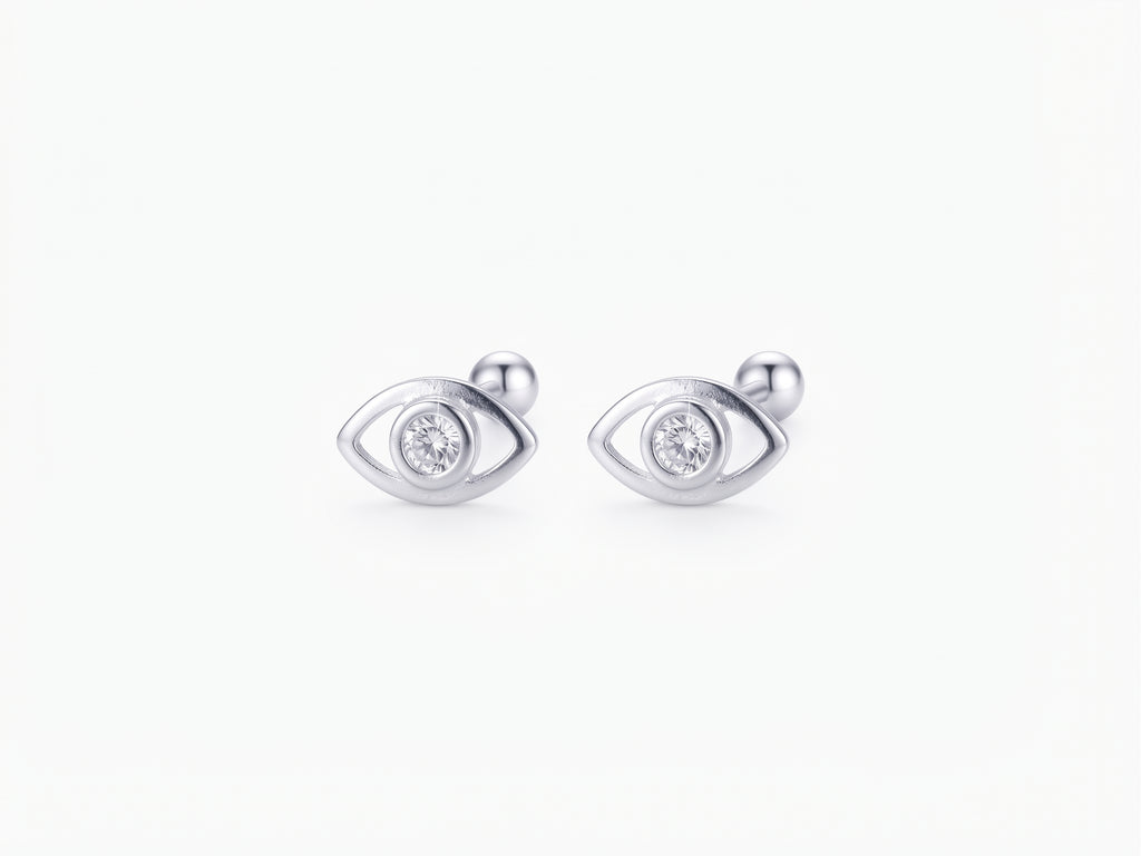 Broqueles Ojo Protector Minimalista con Zirconia