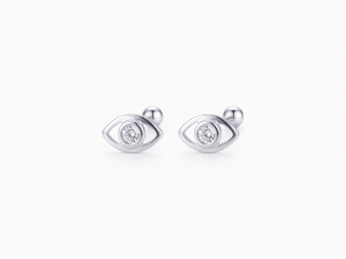 Broqueles Ojo Protector Minimalista con Zirconia