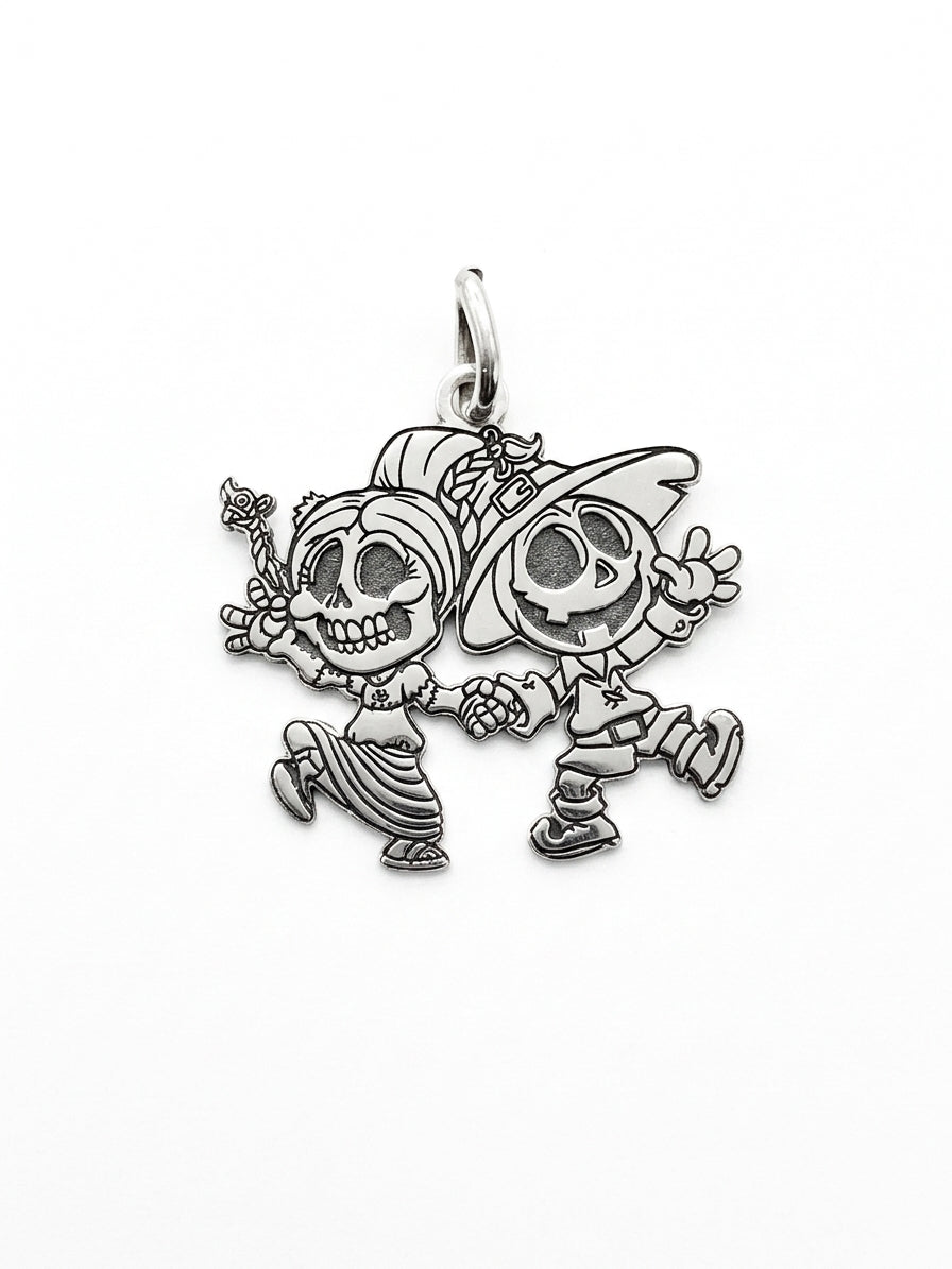 Dije de Calaveras Mexicanas Catrín y Catrina Animados