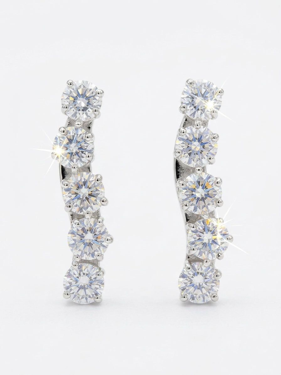 Aretes Largos Ondulados con Zirconia
