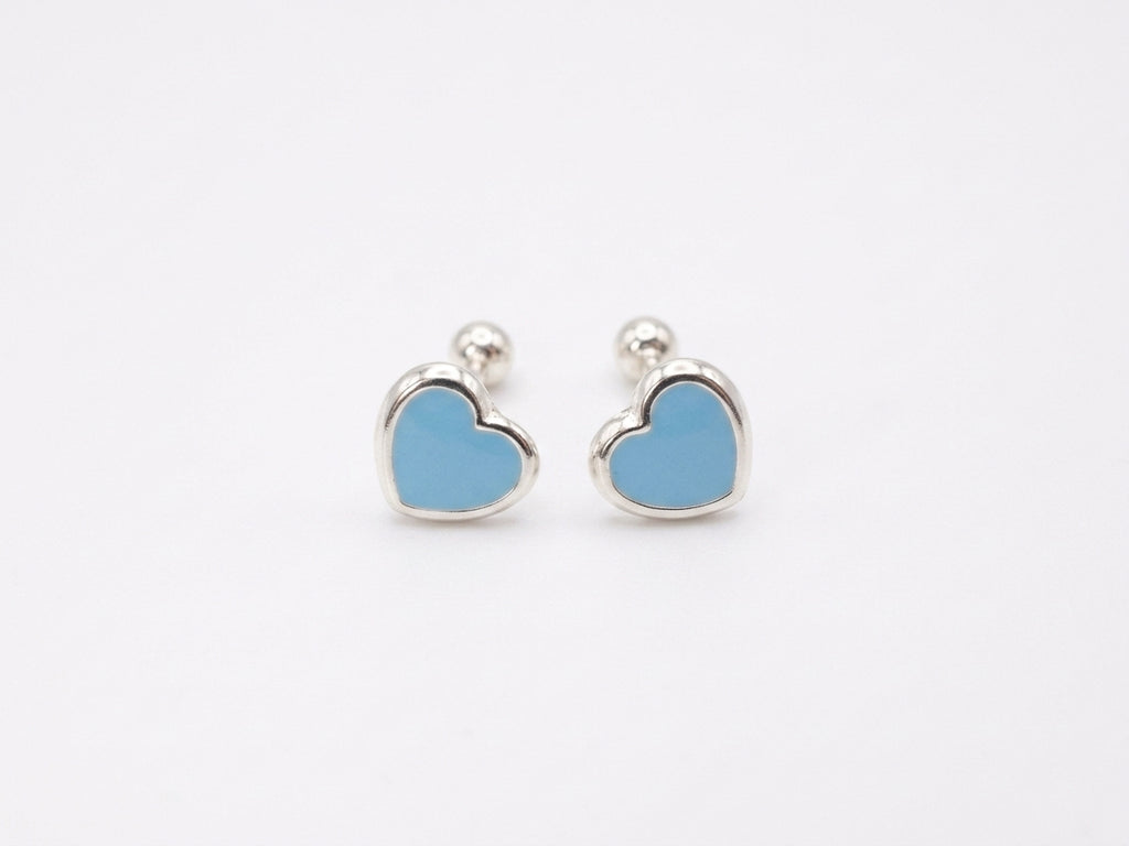 Broqueles Corazón Esmaltado Azul