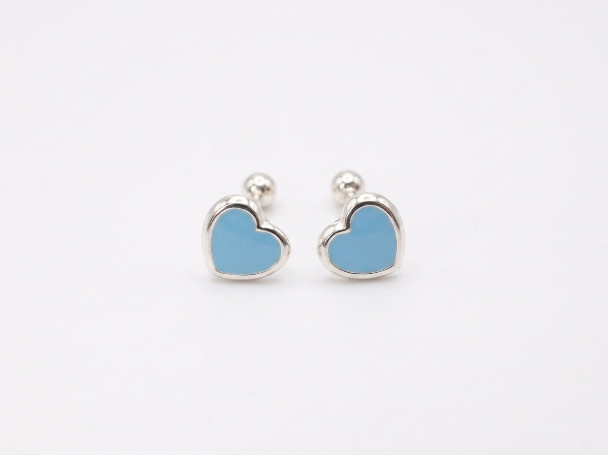 Broqueles Corazón Esmaltado Azul