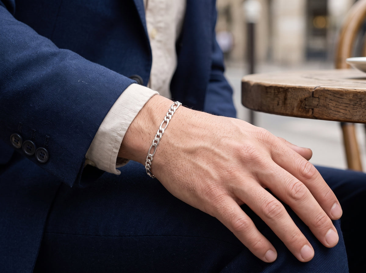 Pulsera Tejido Cartier 3x1 en Plata .925 - 20 cm (Grosor 4.3 mm / 0.43 cm) | Eslabón Delgado Unisex
