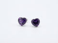 Broqueles Corazón con Cristal Morado Amatista
