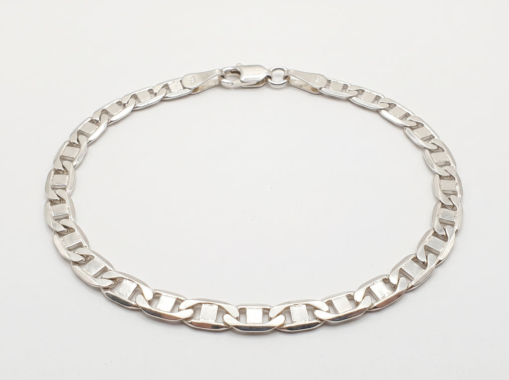 Pulsera Tejido Espejo Liso en Plata .925 - 20 cm (Grosor 4.1 mm / 0.41 cm) | Eslabón Mediano Unisex