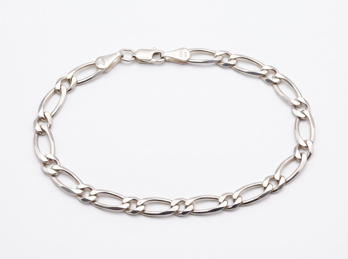 Pulsera Tejido Fígaro 1x1 en Plata .925 - 20 cm (Grosor 5.9 mm / 0.59 cm) | Eslabón Mediano Unisex