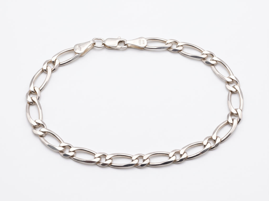 Pulsera Tejido Fígaro 1x1 en Plata .925 - 20 cm (Grosor 4.2 mm / 0.42 cm) | Eslabón Ligero Unisex