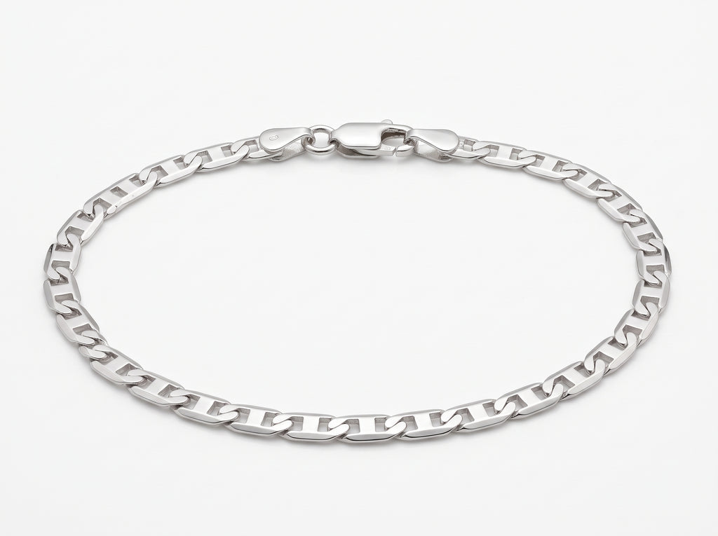 Pulsera Tejido Espejo Liso en Plata .925 - 20 cm (Grosor 2.6 mm / 0.26 cm) | Eslabón Ligero Minimalista