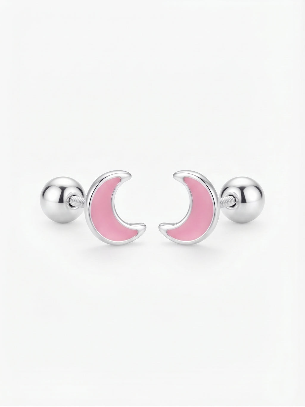 Broqueles Luna Creciente Esmaltada Rosa