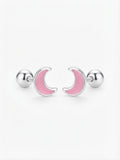 Broqueles Luna Creciente Esmaltada Rosa
