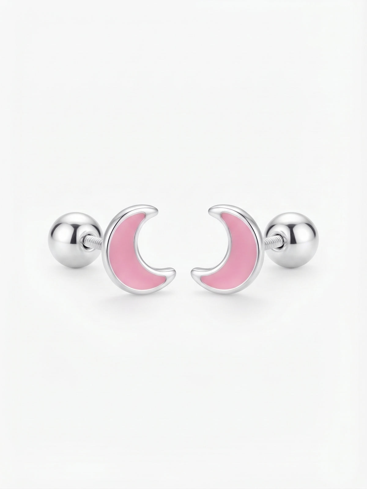 Broqueles Luna Creciente Esmaltada Rosa