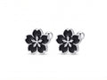Broqueles Flor Sakura Esmaltada Negra