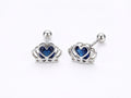 Broqueles Corona de Princesa con Corazón Azul