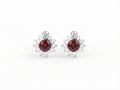 Broqueles Flor / Sol con Zirconia Roja Rubí