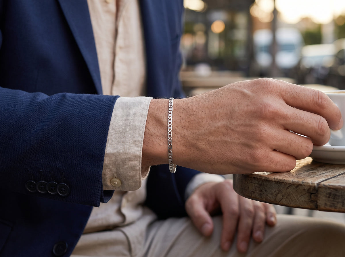 Pulsera Tejido Espejo Liso en Plata .925 - 20 cm (Grosor 2.6 mm / 0.26 cm) | Eslabón Ligero Minimalista