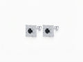 Broqueles Cuadrados Halo con Zirconia Negra