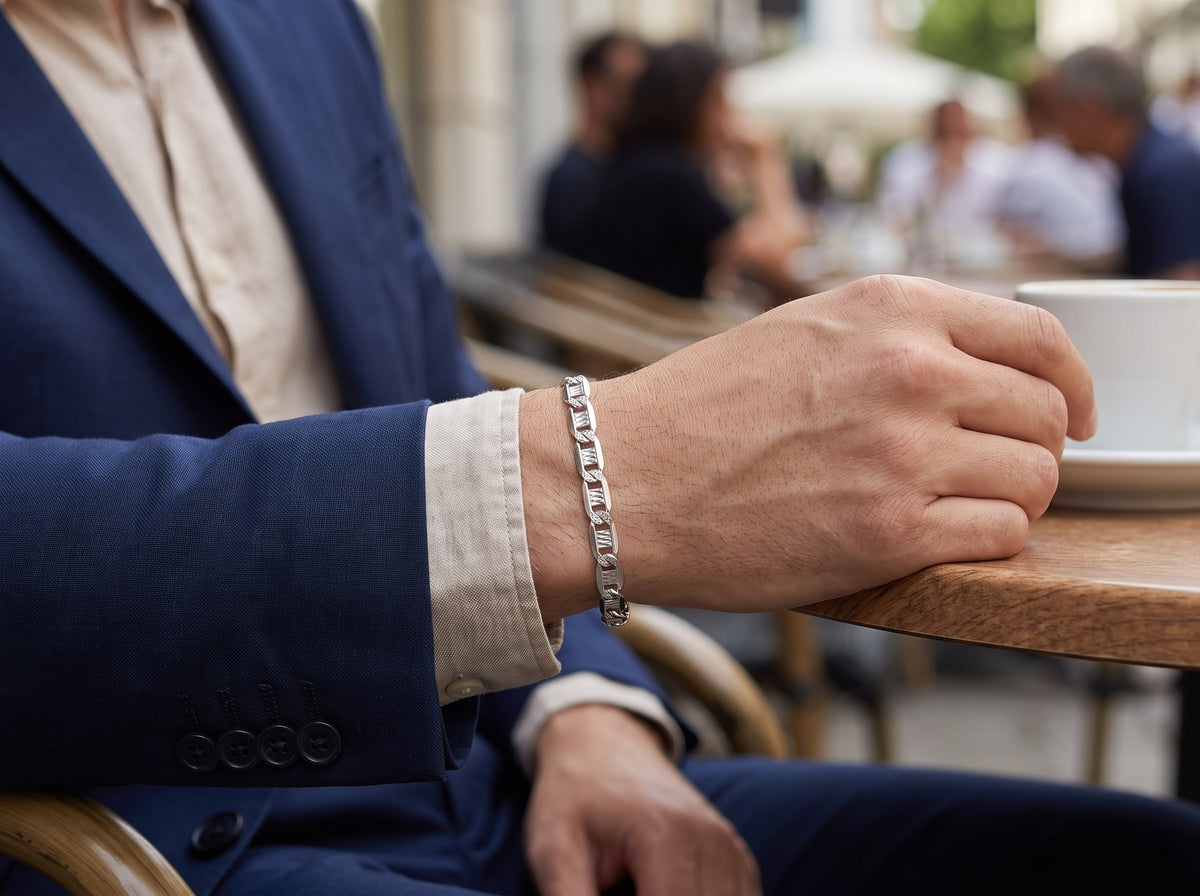 Pulsera Tejido Espejo Diamantado en Plata .925 - 20 cm (Grosor 4.1 mm / 0.41 cm) | Eslabón Mediano Unisex