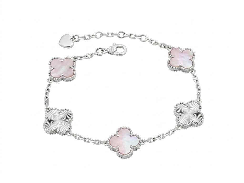 Pulsera de Tréboles Elegance (Nácar y Detalles Texturizados)