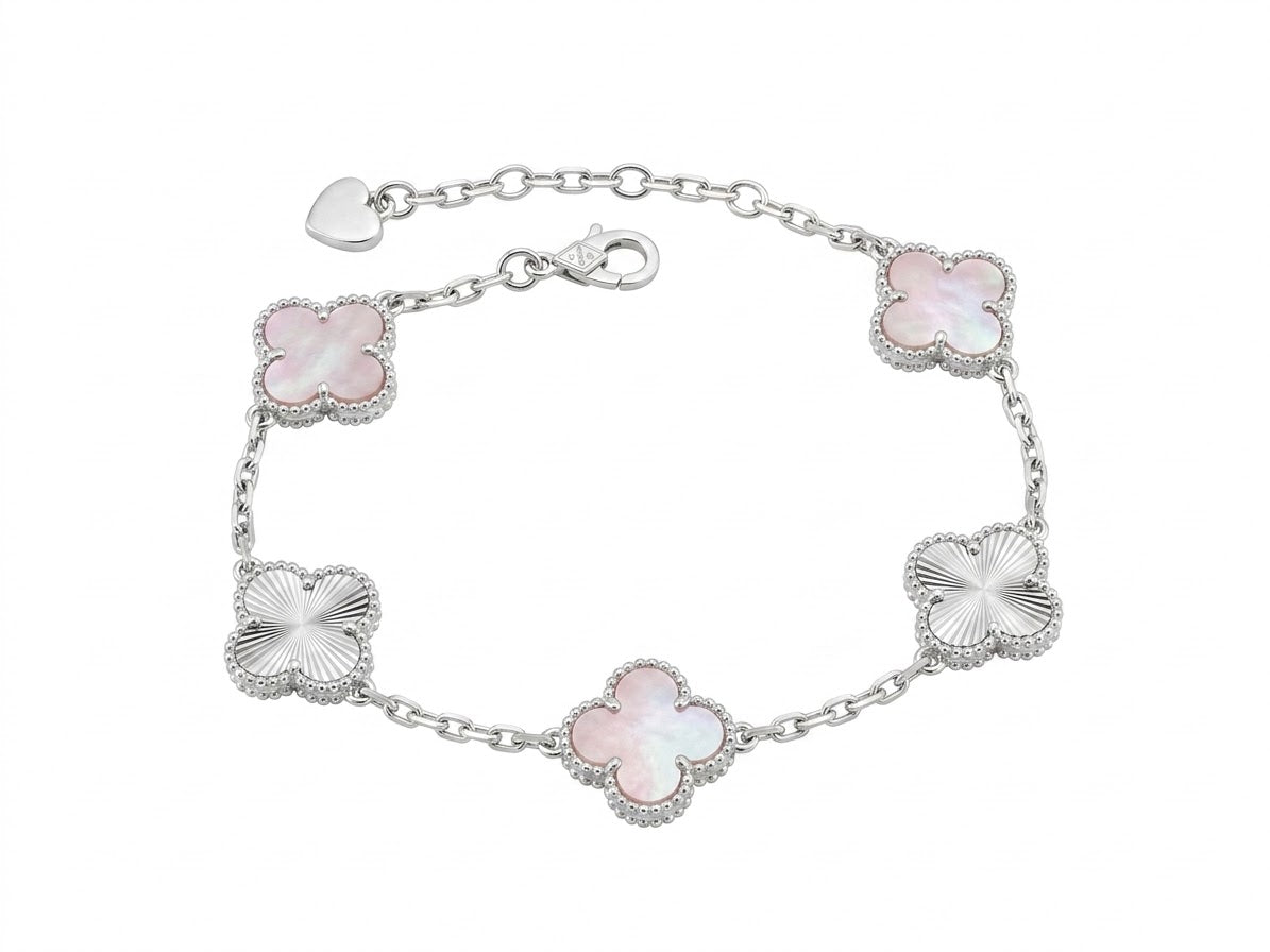 Pulsera de Tréboles Elegance (Nácar y Detalles Texturizados)
