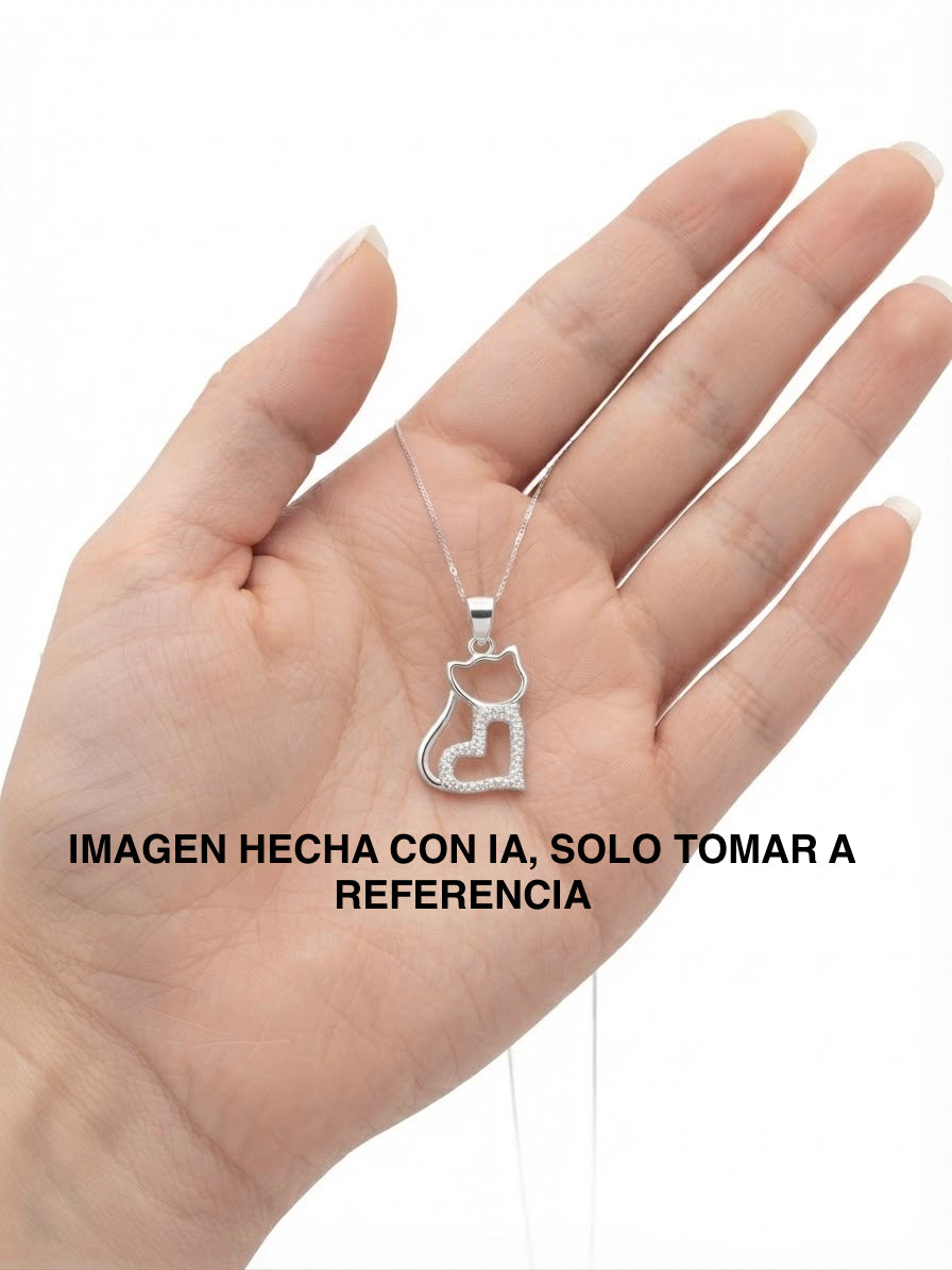 Colgante Silueta Felino y Corazón