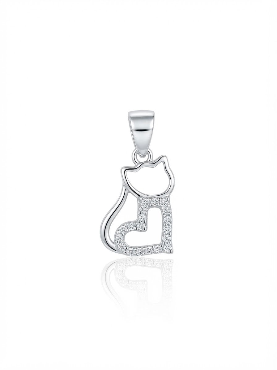 Colgante Silueta Felino y Corazón