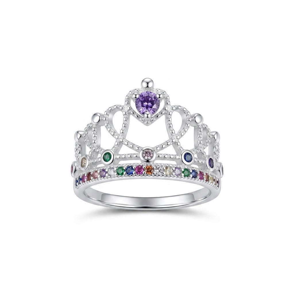 Anillo Corona Zirconias Colores