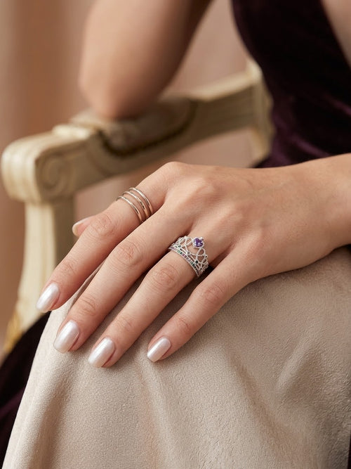 Anillo Corona Zirconias Colores