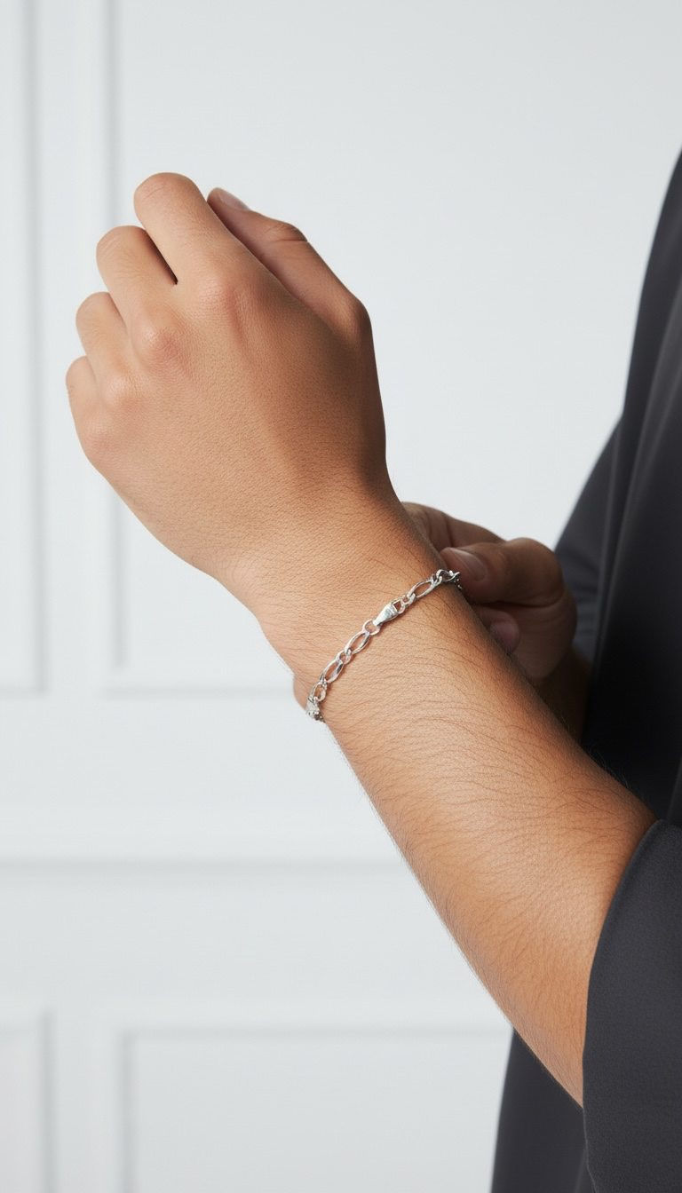 Pulsera Tejido Fígaro 1x1 en Plata .925 - 20 cm (Grosor 4.2 mm / 0.42 cm) | Eslabón Ligero Unisex