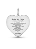 Dije Placa Corazón Grabado "Para mi Hijo de Tu Papá"