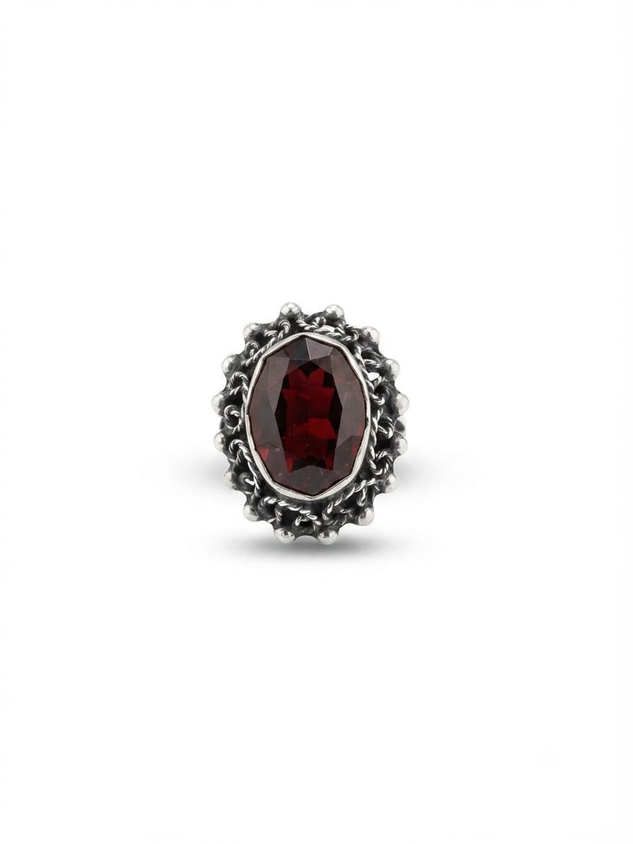 Anillo Barroco con Cristal Rojo Granate